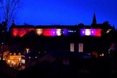 Animation laser et illumination de la façade de la Maison-Dieu pour l'annonce de FEST'Hiver 2019 - Montmorillon (86)