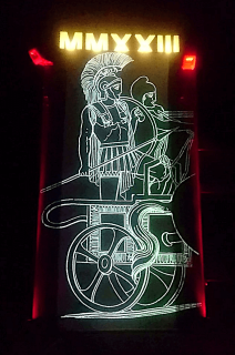 Soirée Antique 2023 - Les Tours Mirandes (86) - Vidéoprojection sur le 1er belvédère.