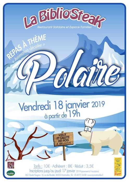 Affiche du repas polaire de la MJC Claude Nougaro de Montmorillon
